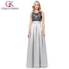 Grace Karin Sleeveless Prom Party Dress Full-Length Scoop Neck Satin Long Grey Evening Dress 8 Size US 2~16 GK000127-1